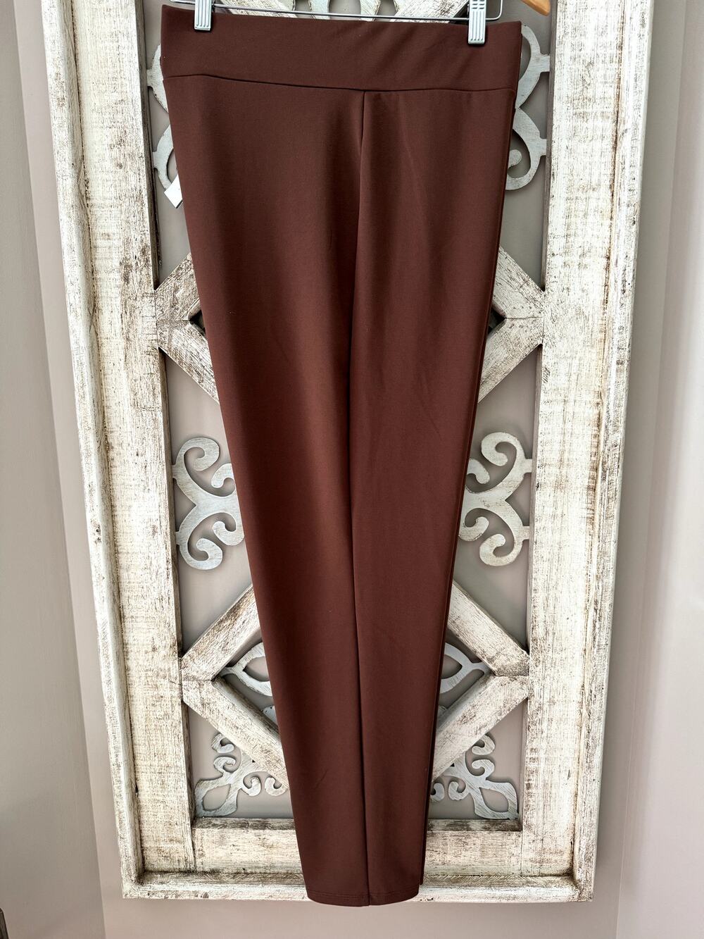 Ruby Rd Women's Pull on Elastic Waistband Stretch Ponte Leggings Pants in Brown